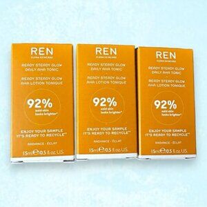 NWT REN Clean Skincare Ready Steady Glow Daily AHA Tonic 3  15mL Mini 45ml